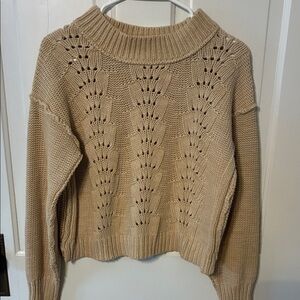 Free People Tan Cowl Neck Sweater
